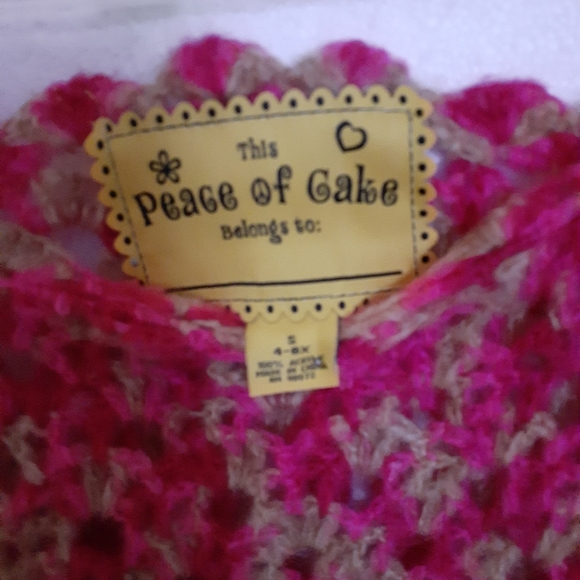 Peace of Cake Pink/Taupe Girl's Poncho New - Picture 2 of 3
